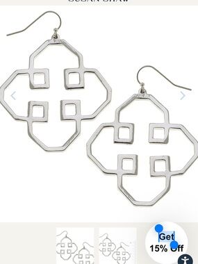 Susan Shaw Geometric Silver Drop Earrings